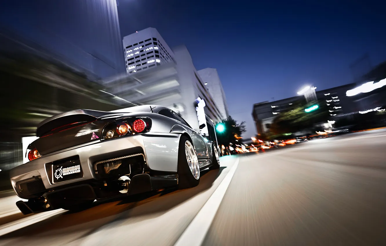 Photo wallpaper road, car, the city, movement, street, the evening, Honda, Honda