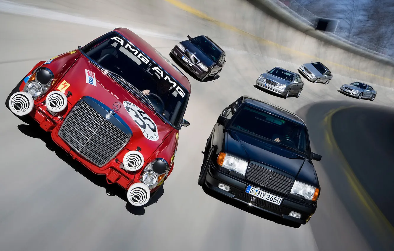 Photo wallpaper machine, race, track, Mercedes, Mercy