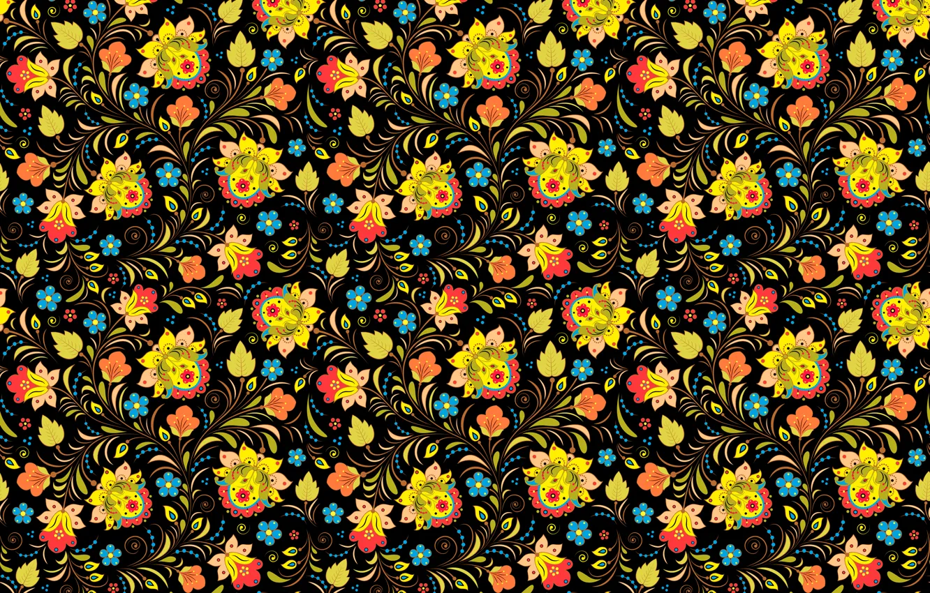 Photo wallpaper flowers, pattern, motley