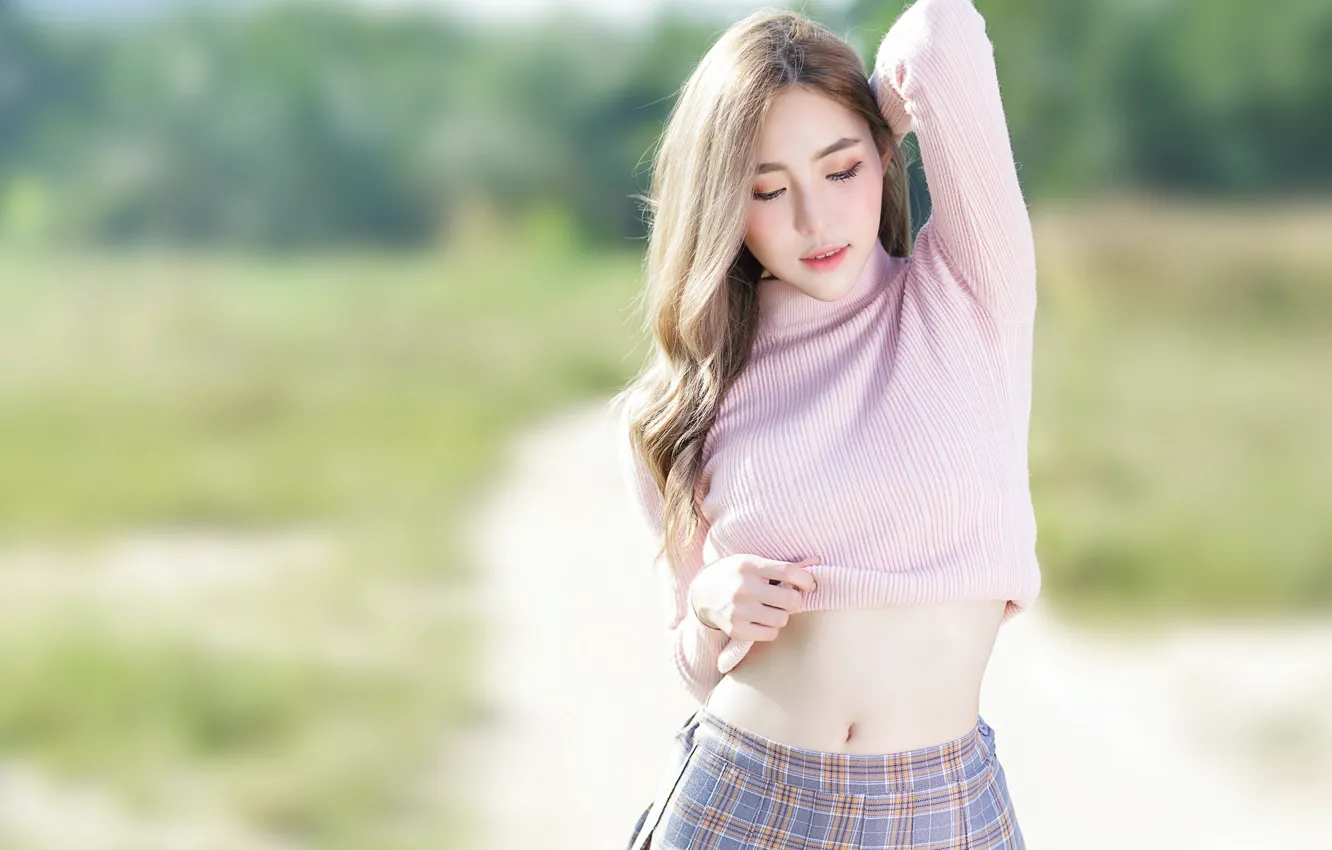Photo wallpaper girl, pose, Asian