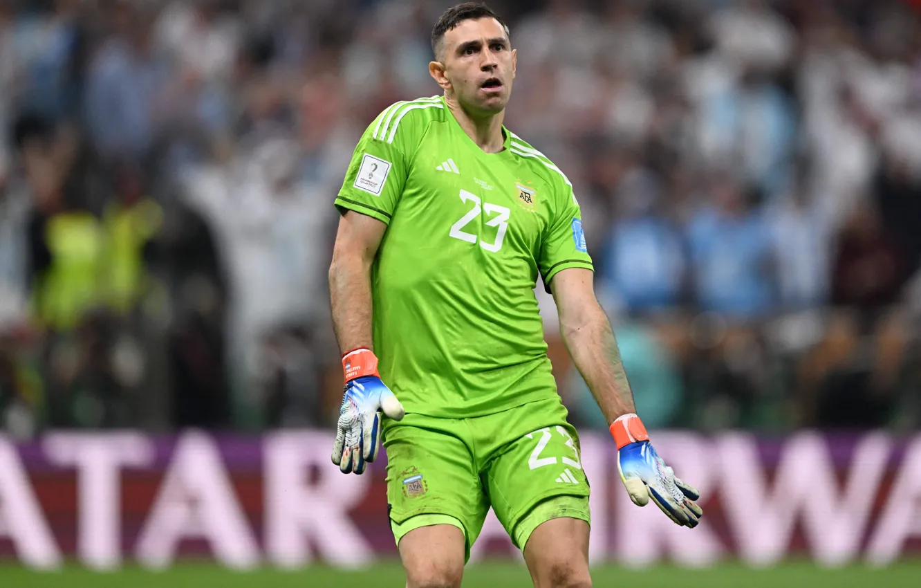 Photo wallpaper goalkeeper, Argentina, football, goalkeeper, Dibu, Emiliano Martinez, Emiliano Martinez