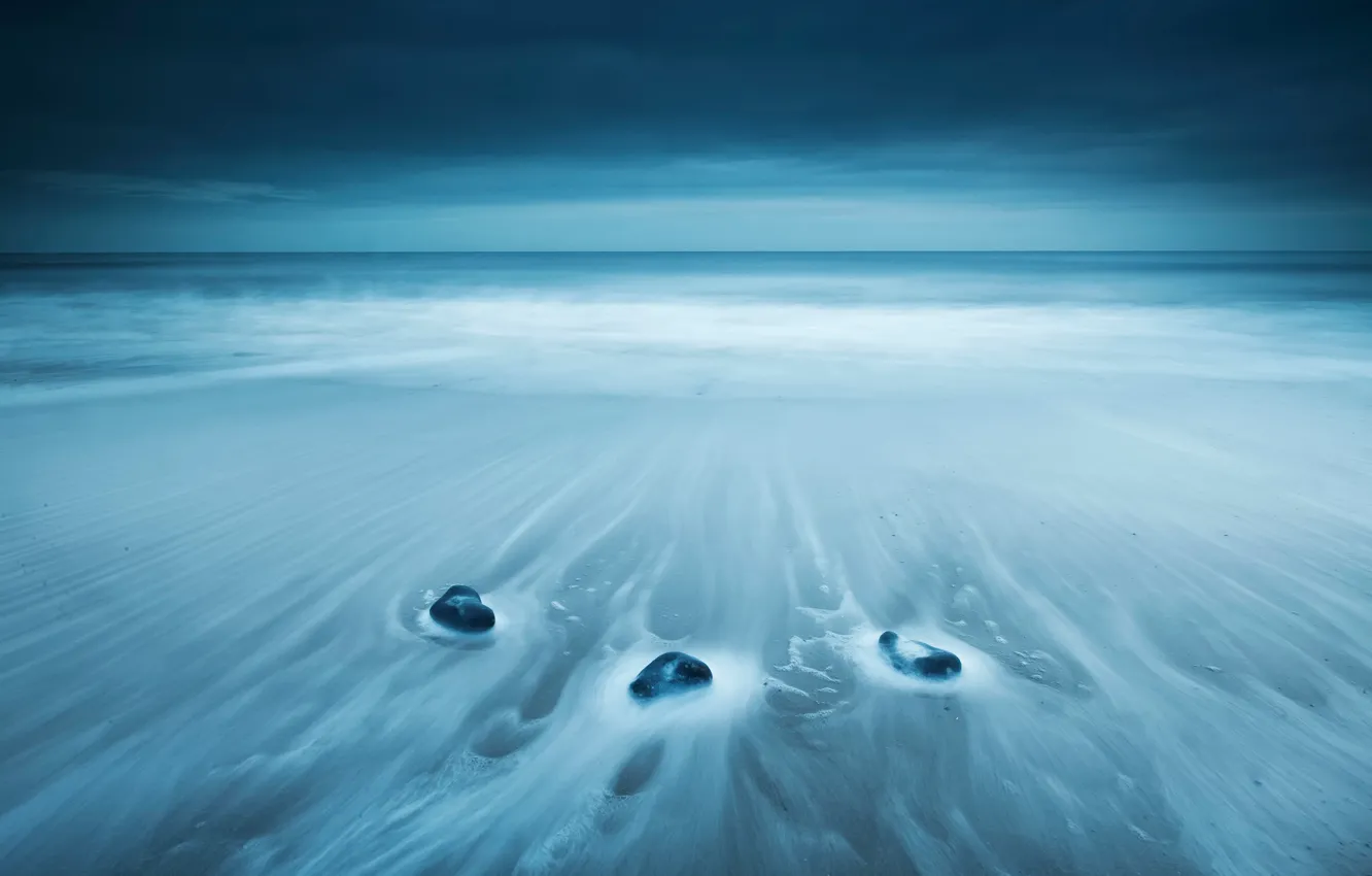 Photo wallpaper stones, horizon, surf, Flatline