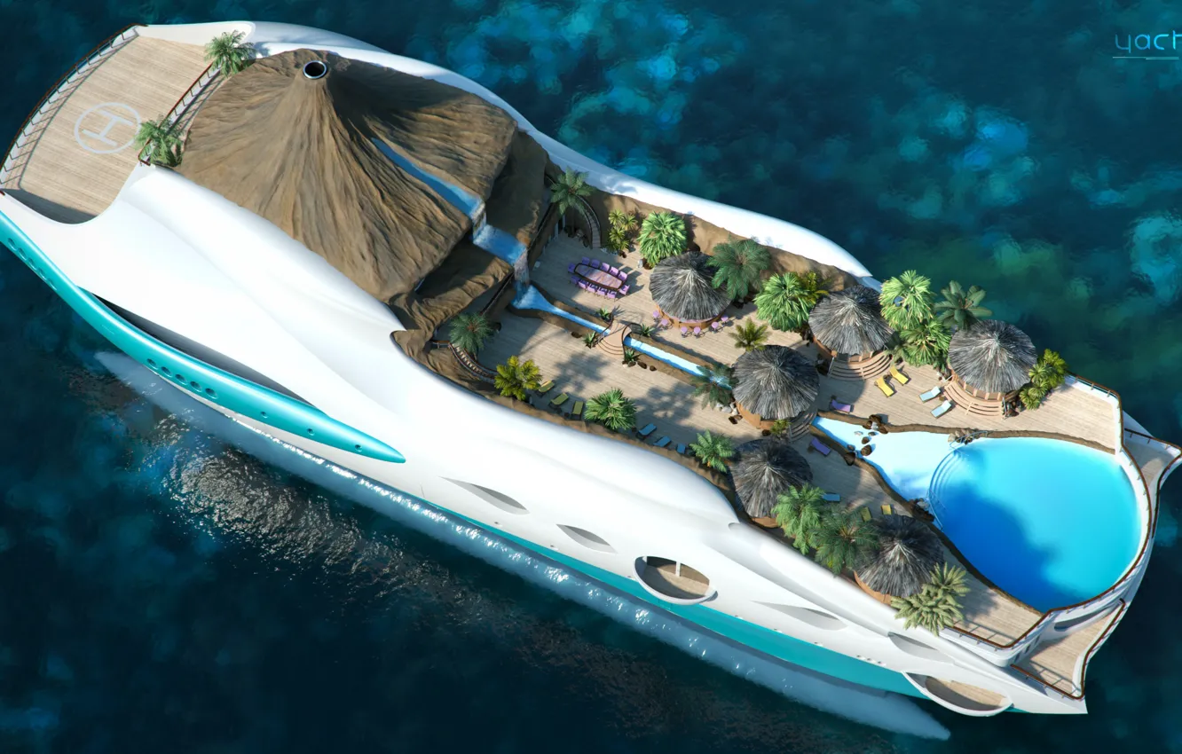Photo wallpaper the project, superyacht, Futuristic, the yacht-island, gesign, Yacht island, tip 2