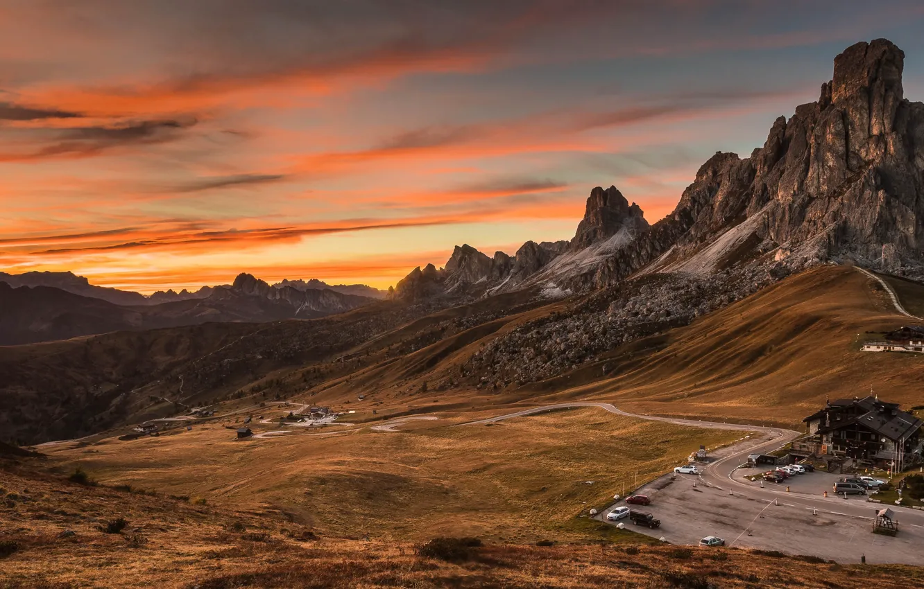 Photo wallpaper mountains, Italy, The Dolomites
