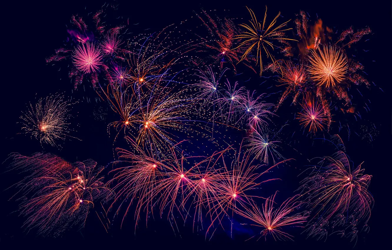 Photo wallpaper light, night, lights, salute, New year, fireworks, fireworks