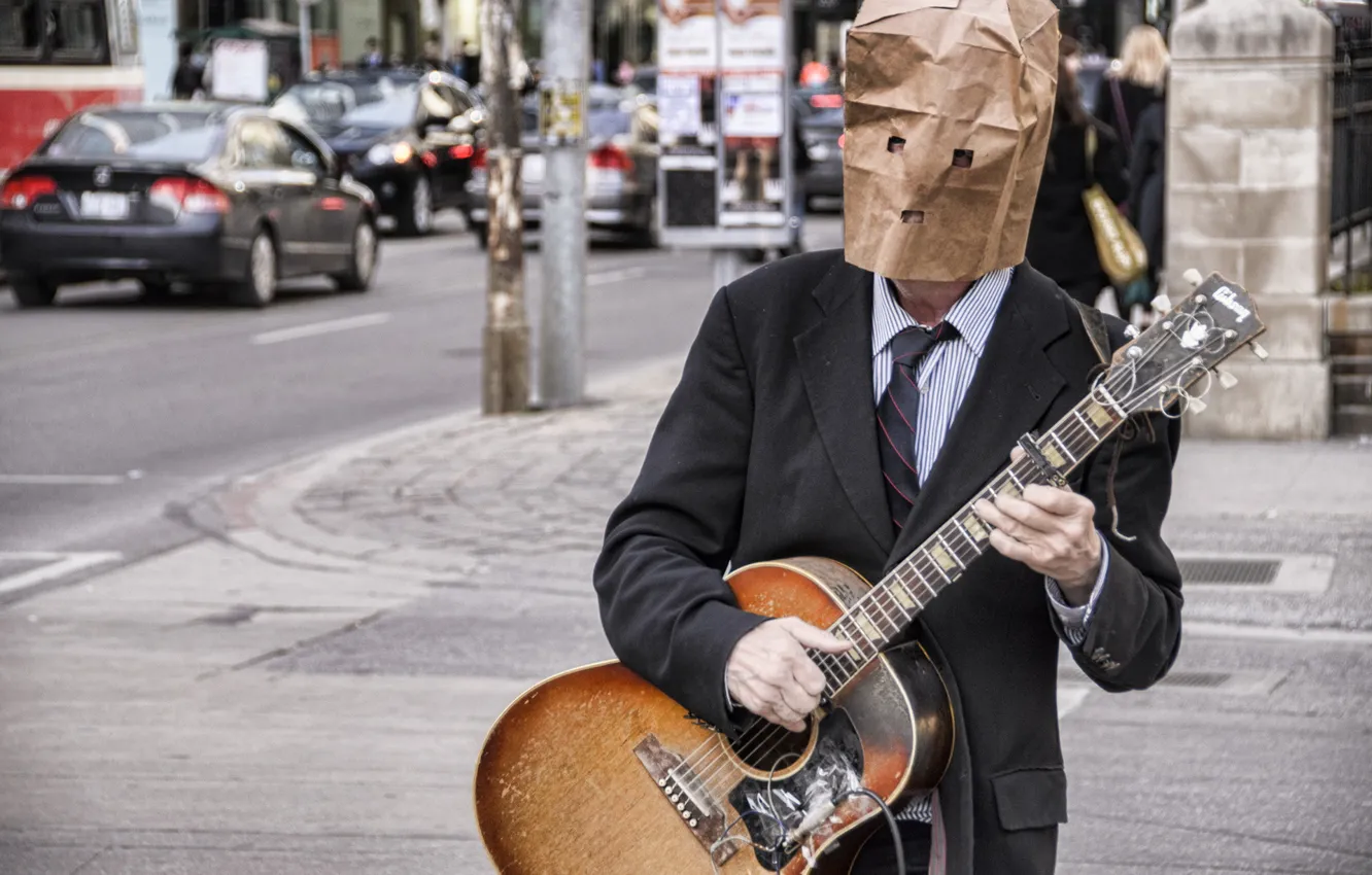 Photo wallpaper bag, paper, musician