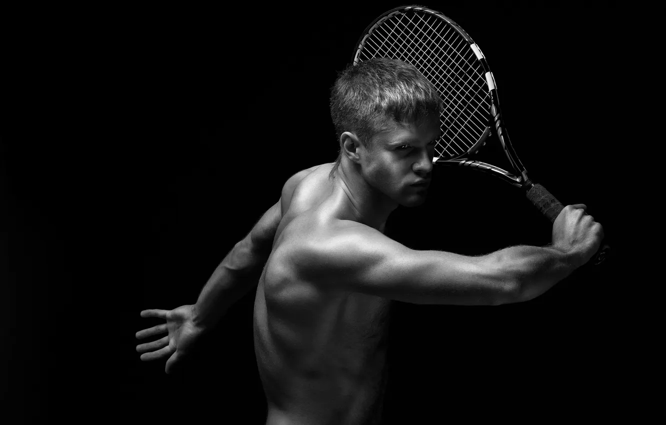 Photo wallpaper body, racket, guy, tennis