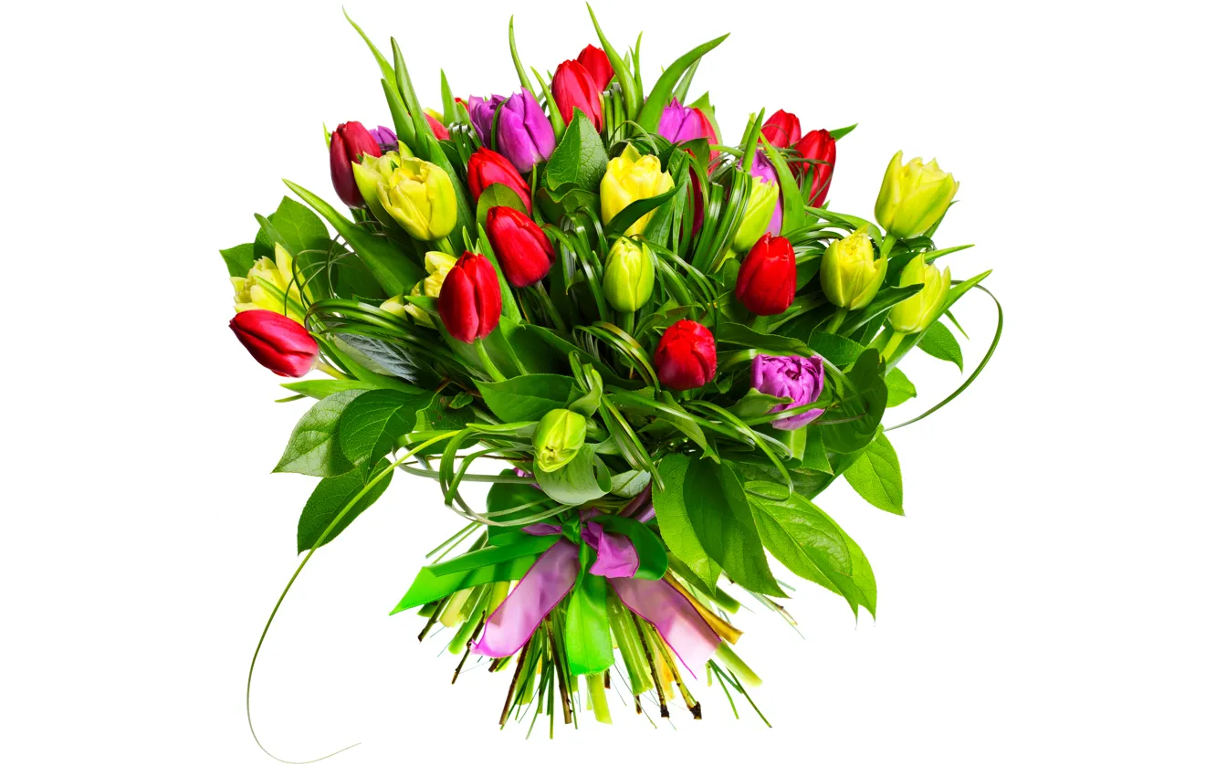 Photo wallpaper flowers, bouquet, tulips, buds