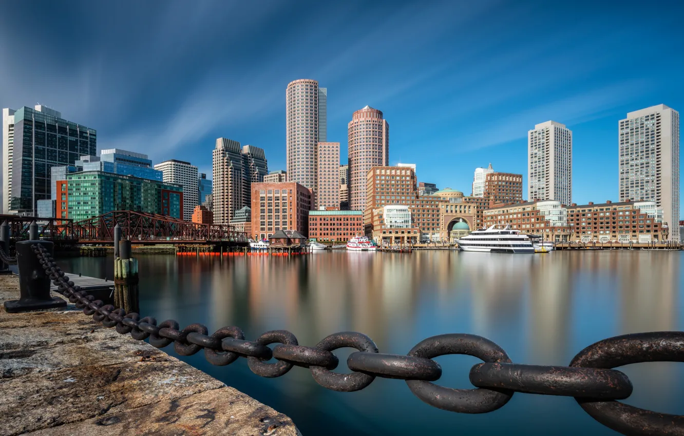 Photo wallpaper USA, Boston, Boston, Fan Pier Park, Downtown Boston