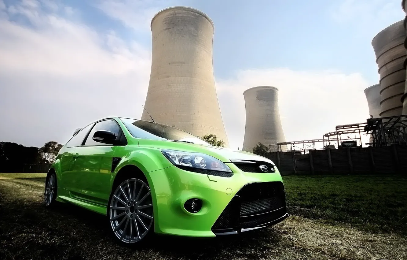 Photo wallpaper green, ford, station, focus, electrical