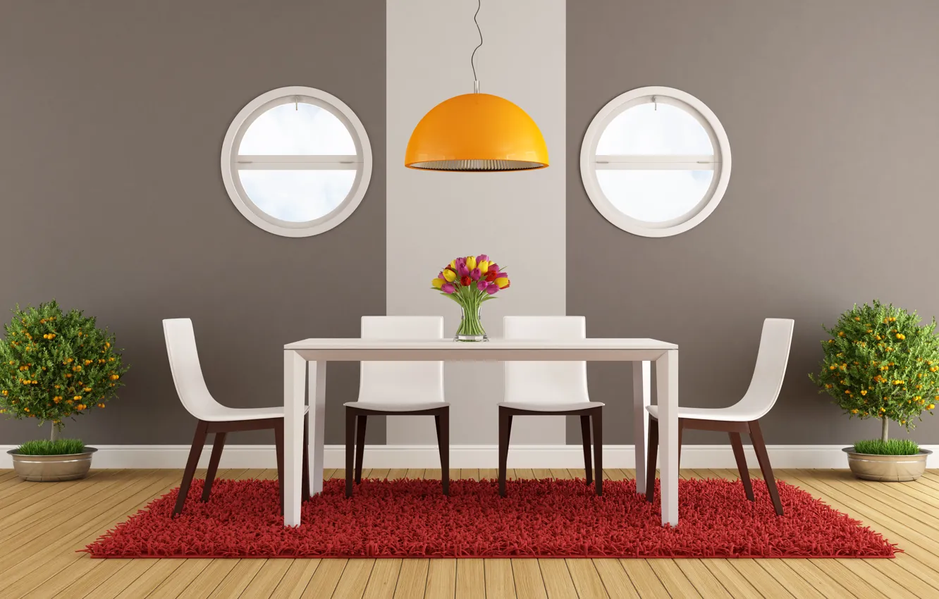 Photo wallpaper interior, modern, modern, interior, dining room, stylish design, stylish design, dining room