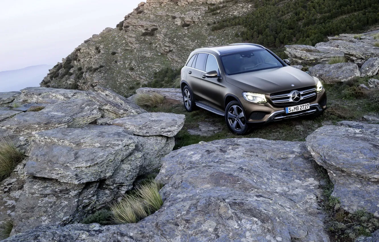 Photo wallpaper Mercedes, mountain, Off Road, 4MATIC, GLC, Merc GLC, Mercedes GLC 250d 4Matic