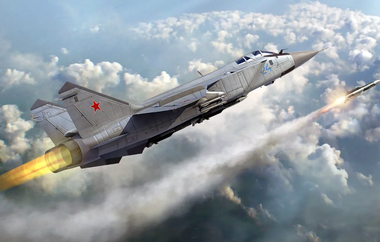 Photo wallpaper figure, rocket, start, Foxhound, The MiG-31, double supersonic all-weather, OKB MiG, fighter-interceptor distant radius of …