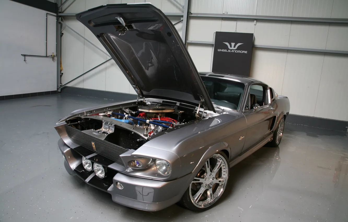 Photo wallpaper Mustang, The hood, Engine, Garage, Eleanor, Shelby GT500