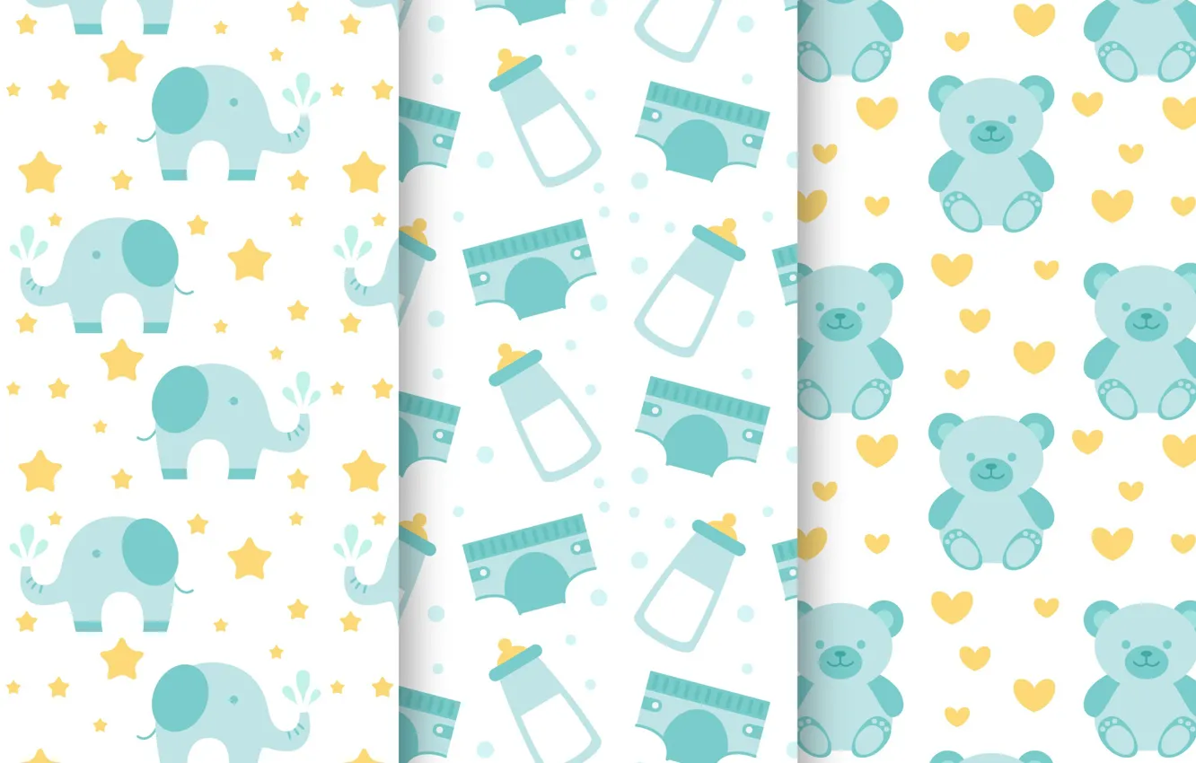 Photo wallpaper Wallpaper, bear, patterns, baby, Collection, children's room