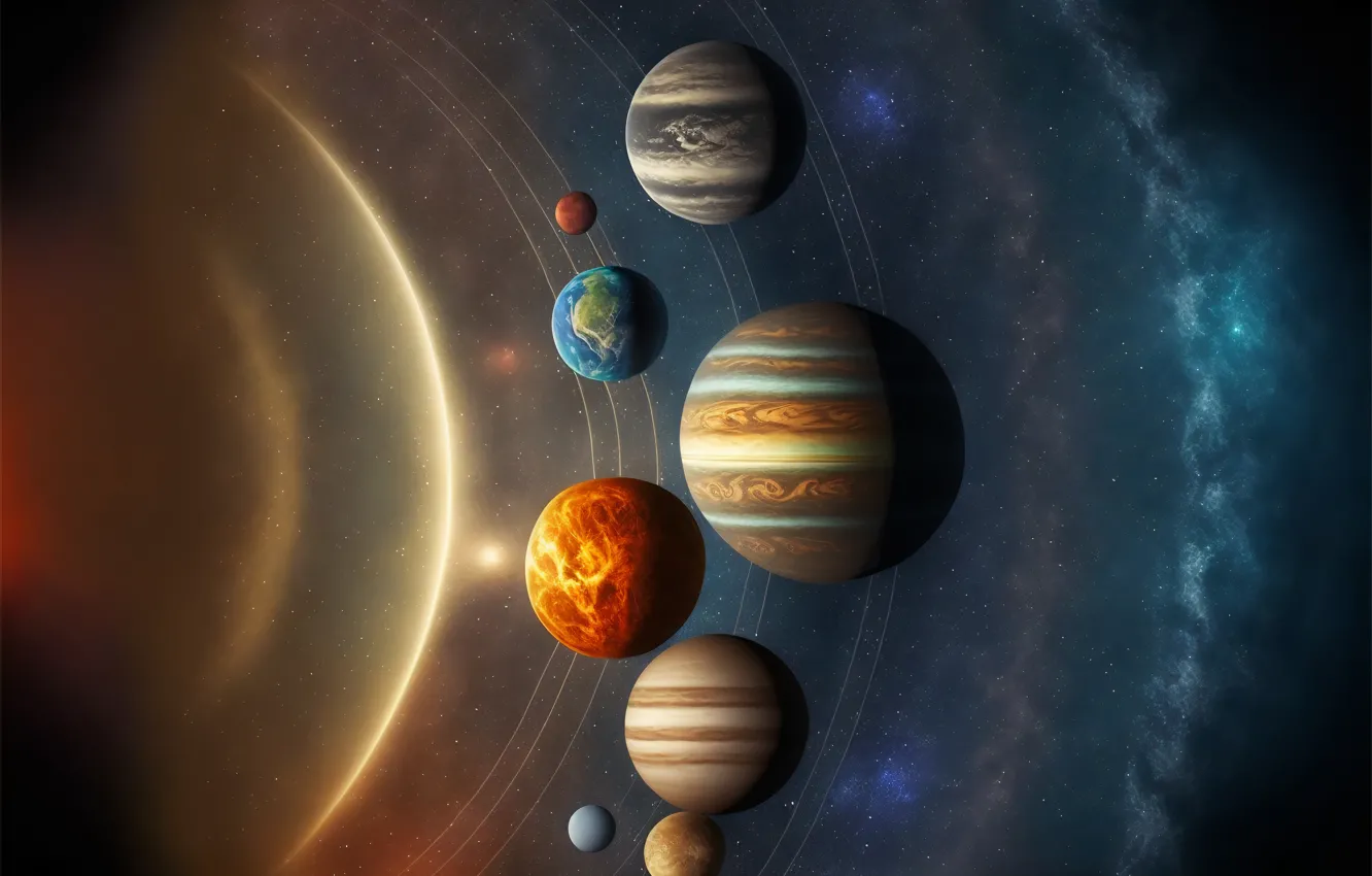 Photo wallpaper Galaxy, Space, The universe, Planet, Solar system, Stars