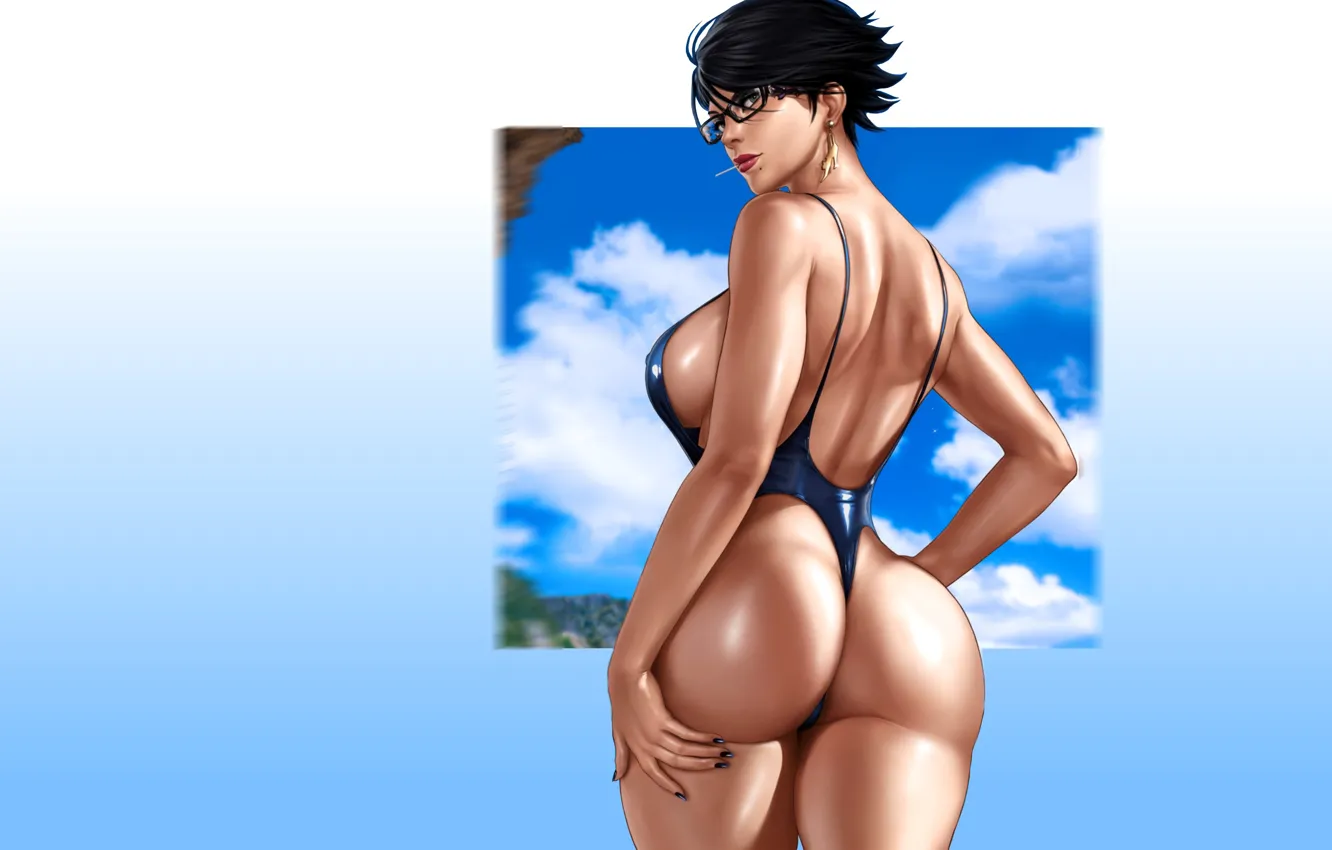 Photo wallpaper girl, hot, ass, anime, thong, butt, babe, bayonetta