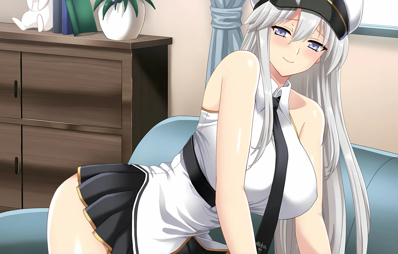 Photo wallpaper girl, sexy, Enterprise, long hair, boobs, sexy girl, anime, flowers