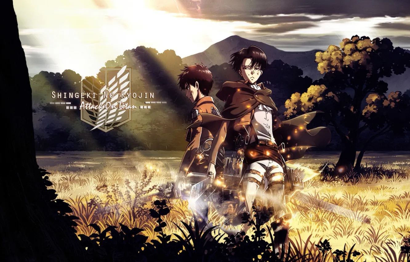 Photo wallpaper Shingeki no Kyojin, Eren Jaeger, Rivaille