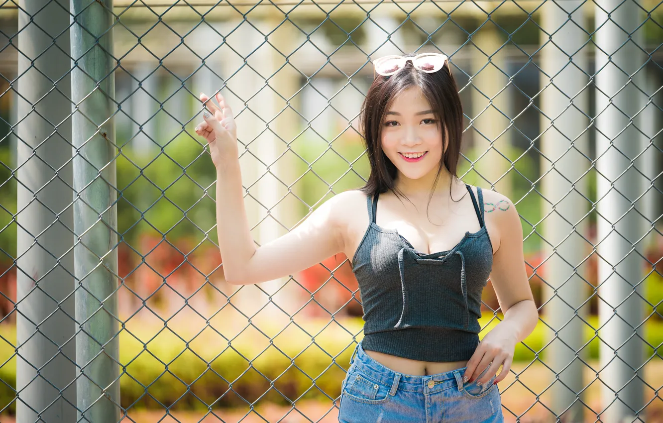 Photo wallpaper girl, smile, Asian, cutie