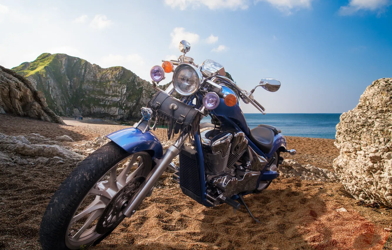 Photo wallpaper beach, motorcycle, bike