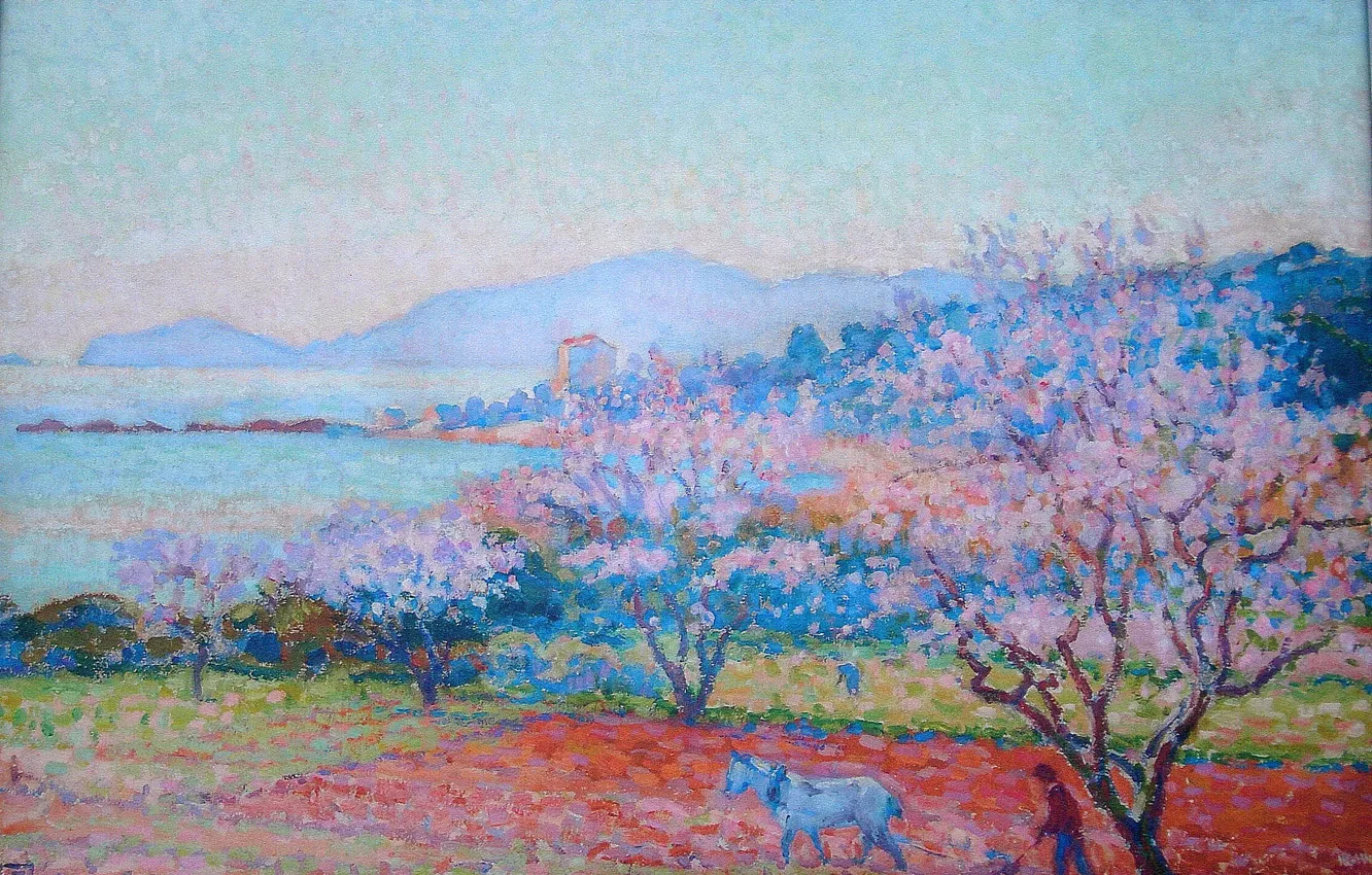 Photo wallpaper 1918, Theo van Rysselberghe, The Almond trees in blossom