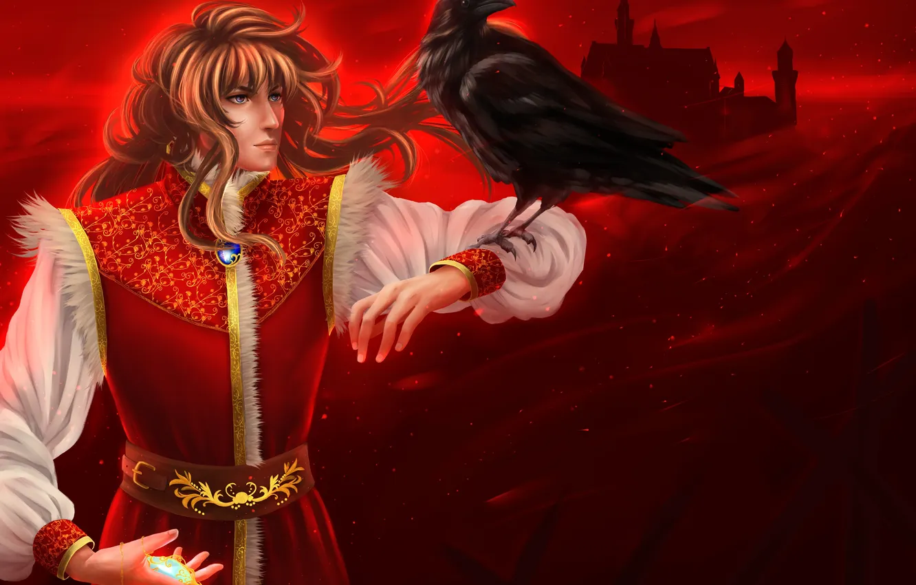 Photo wallpaper look, stones, castle, anime, costume, profile, guy, Raven