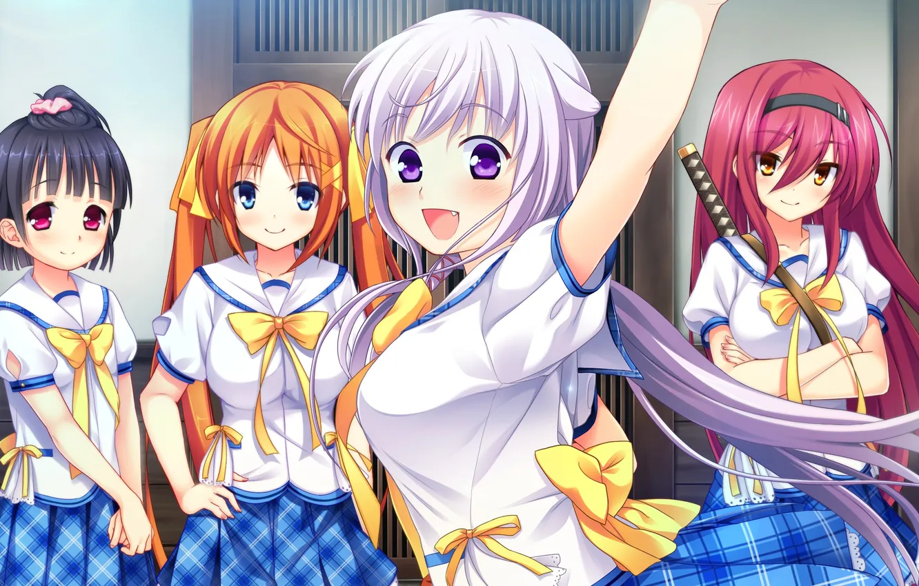 Photo wallpaper look, girl, joy, weapons, street, gesture, art, Wagaya no Himegami-sama!