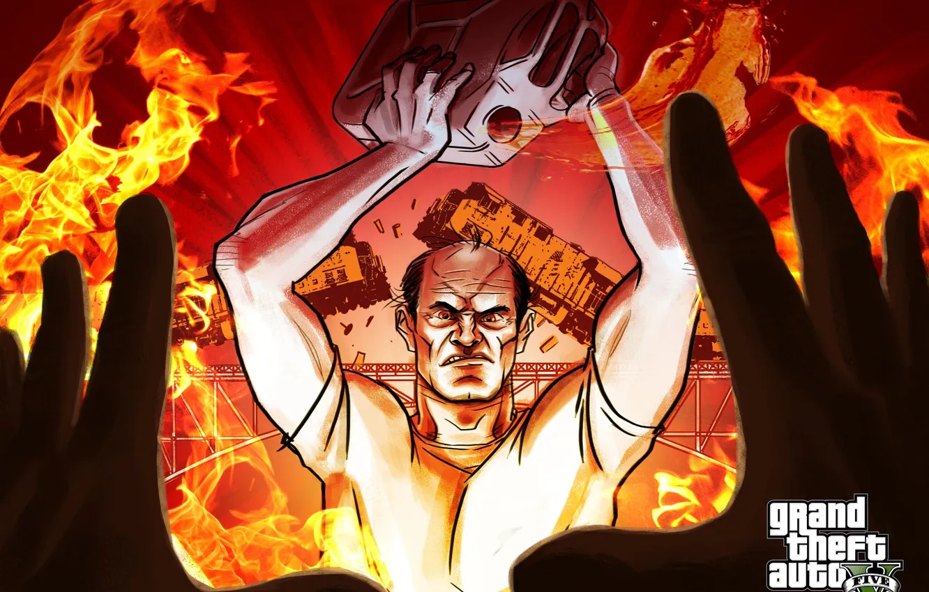 Photo wallpaper rage, canister, the bandits, fan, gta5, Trevor, setuatsiya