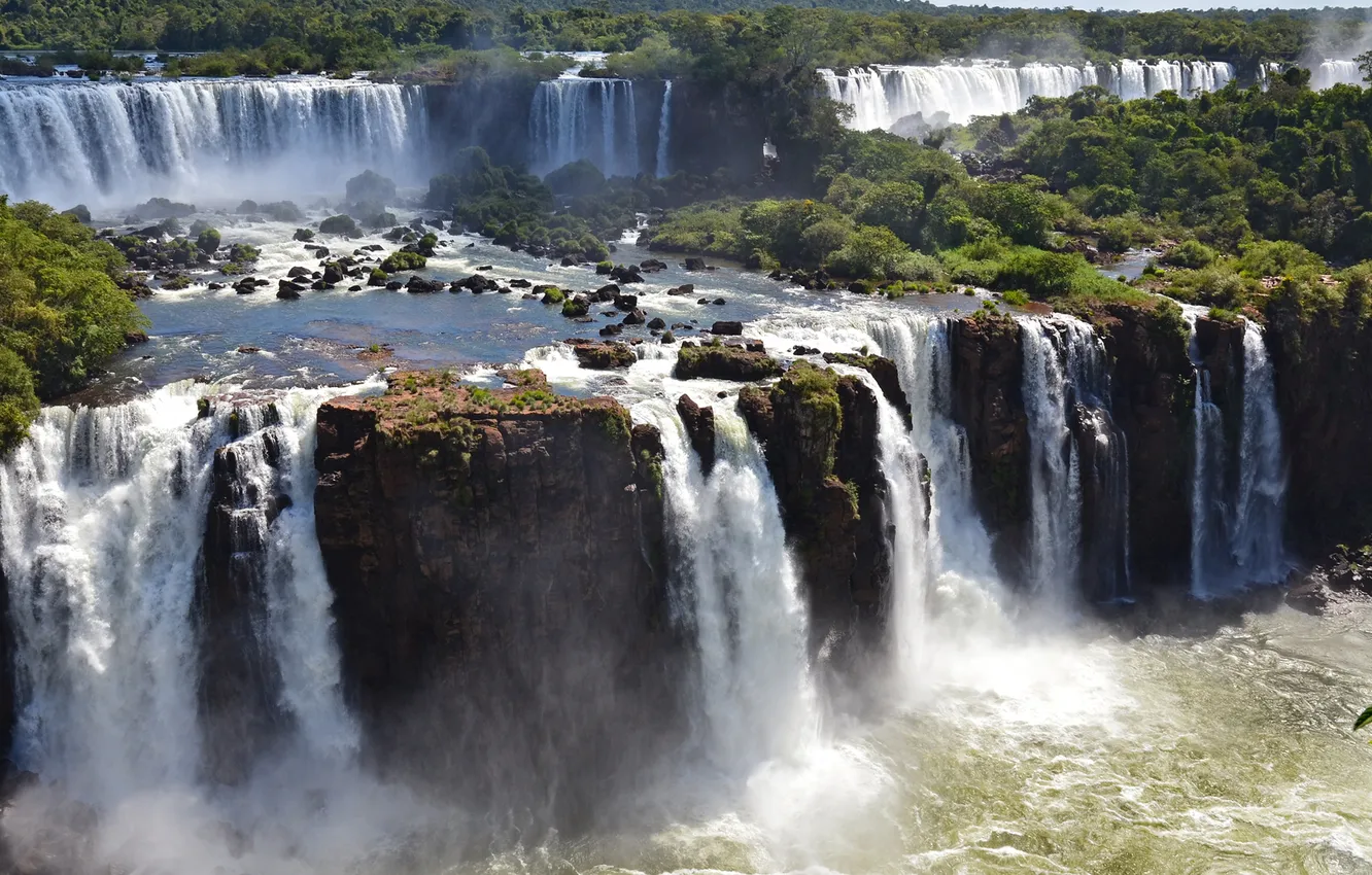 Photo wallpaper lake, river, waterfall