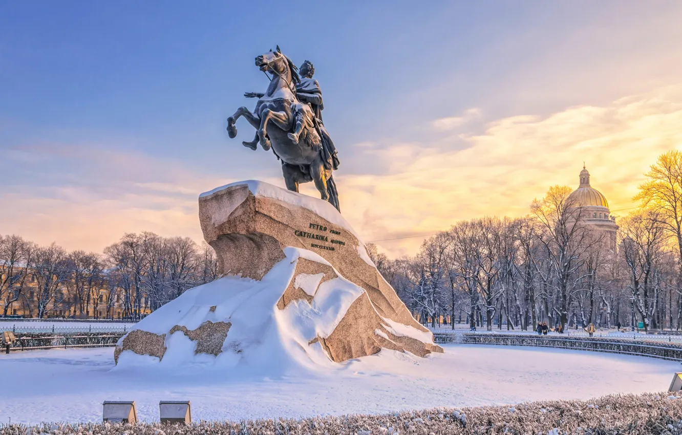 Photo wallpaper Russia, Saint Petersburg, senate square, Bronze horseman monument