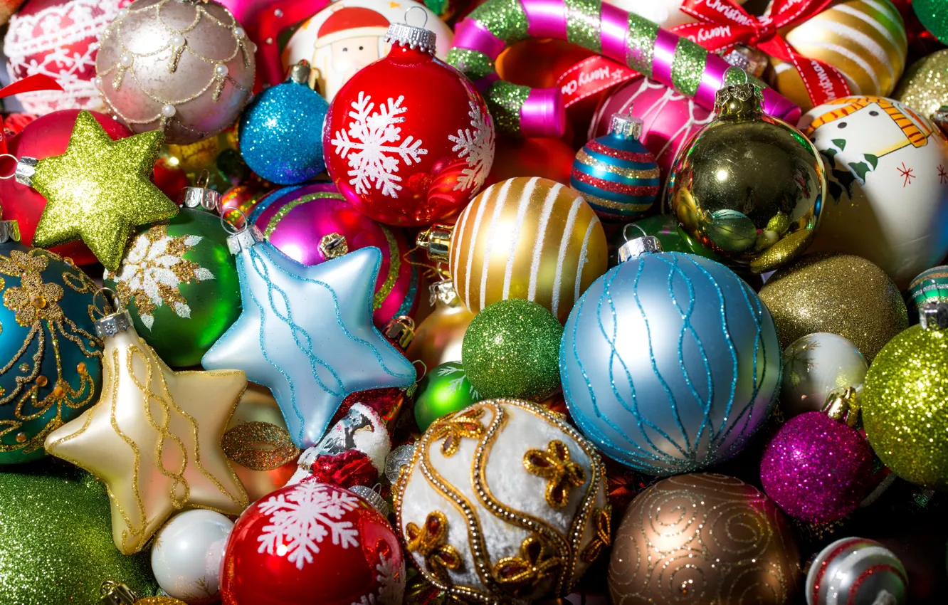 Photo wallpaper winter, balls, toys, New Year, Christmas, the scenery, Christmas, holidays