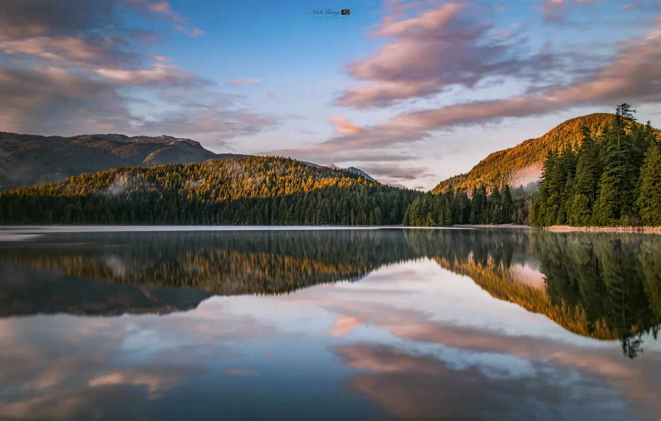 Photo wallpaper forest, landscape, mountains, nature, lake, reflection