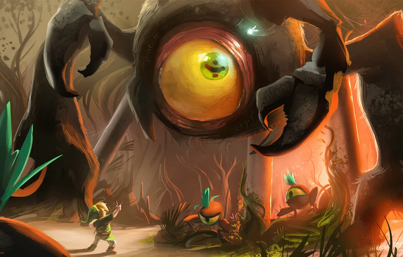 Photo wallpaper monster, art, dwarf, claws, slingshot