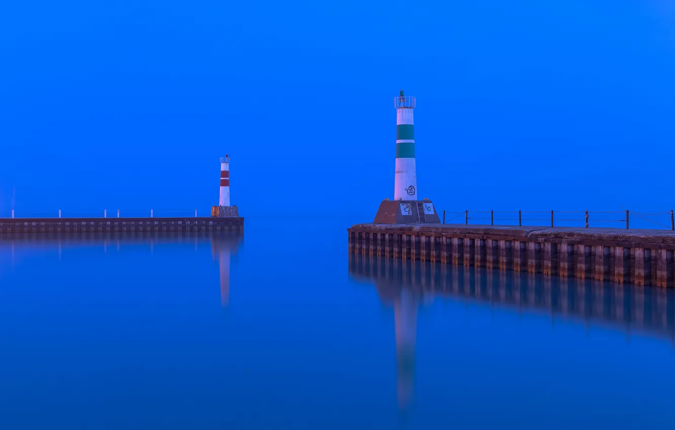 Photo wallpaper sea, the sky, lighthouse, Bay, the evening