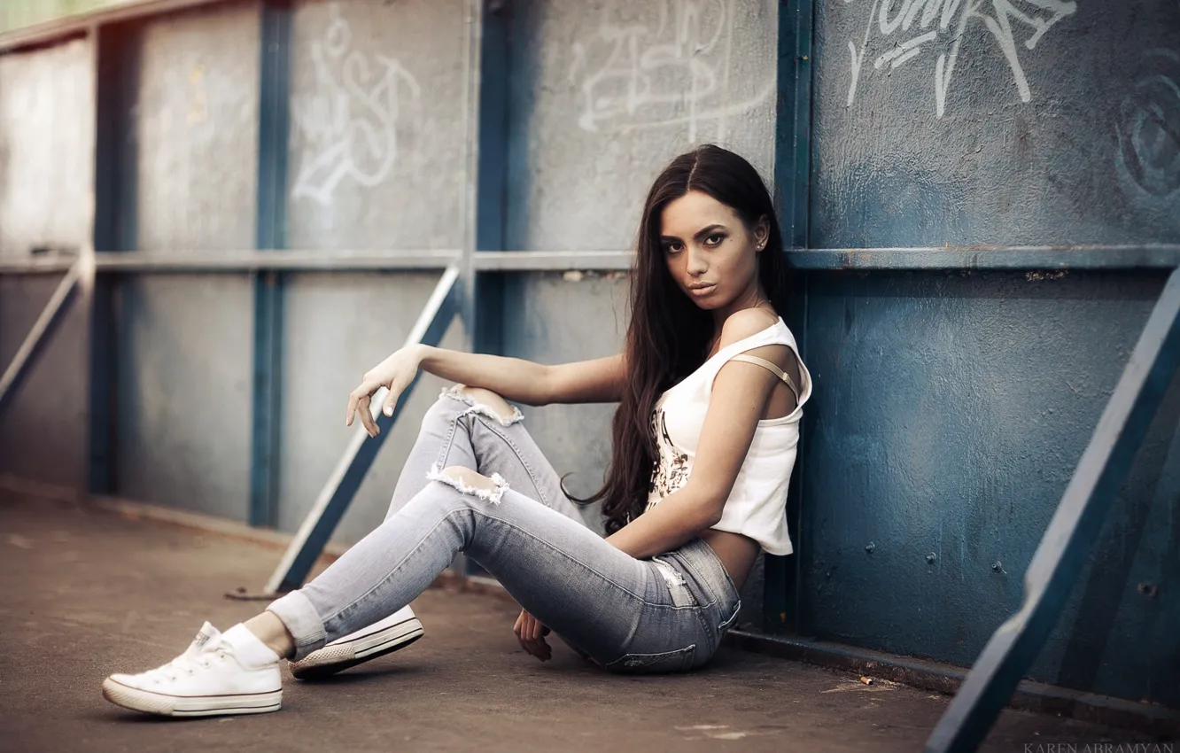 Photo wallpaper look, girl, model, brunette, Karen Abramyan
