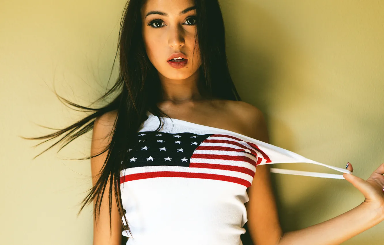 Photo wallpaper look, girl, face, background, hair, lips