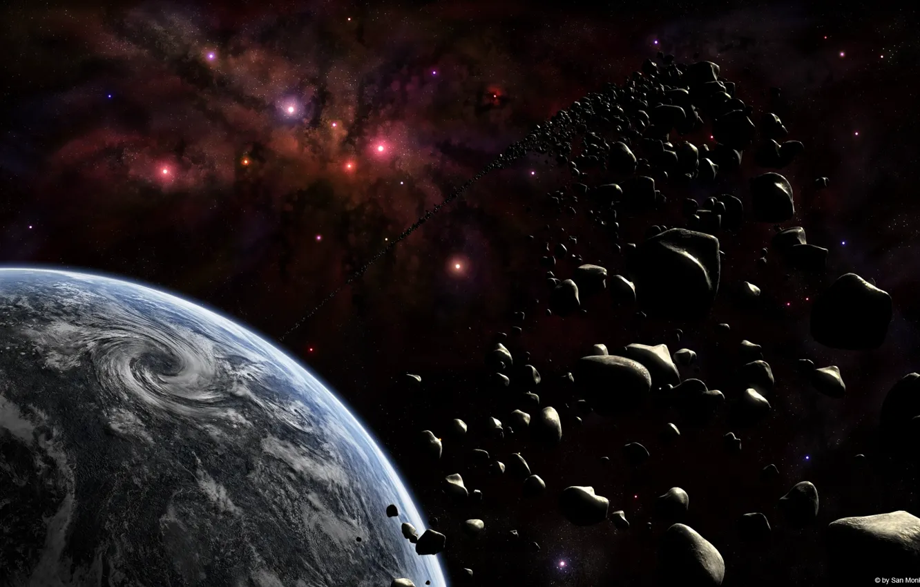 Photo wallpaper stones, planet, asteroids, ring