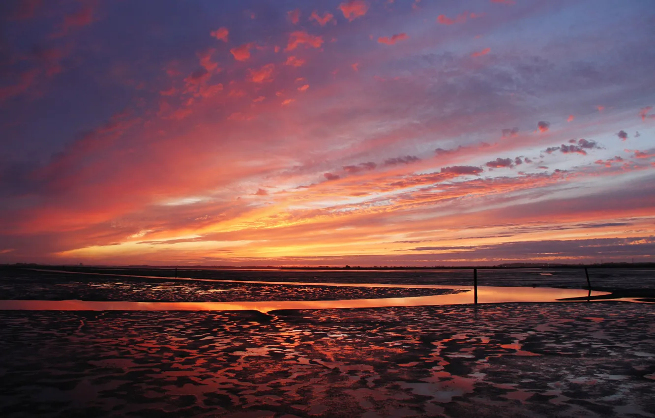 Photo wallpaper twilight, sea, dusk, stream