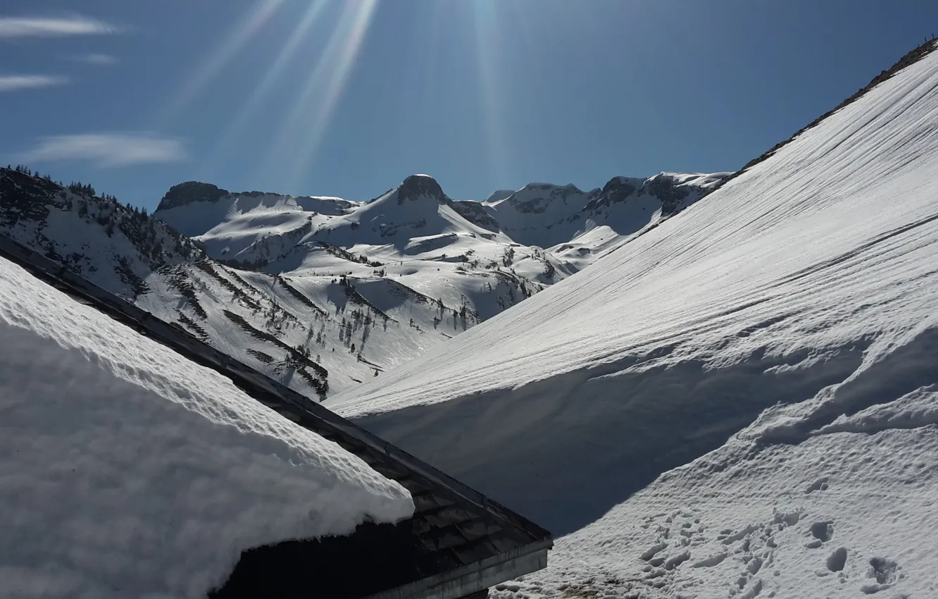 Photo wallpaper Switzerland, snow, Alps