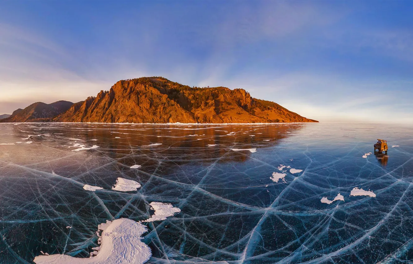 Photo wallpaper ice, Baikal, Russia, car