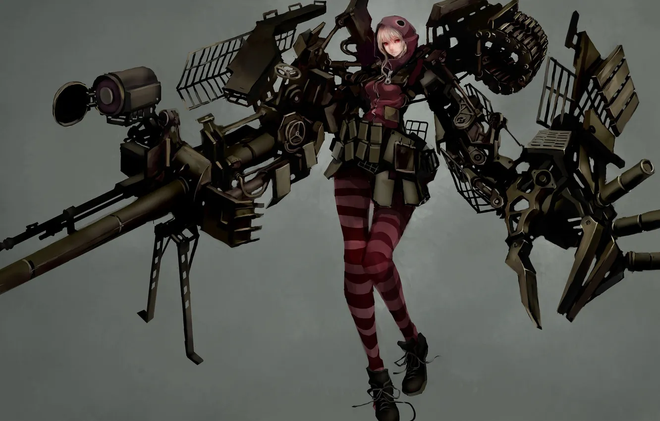 Photo wallpaper girl, smile, weapons, stockings, anime, art, hood, jittsu