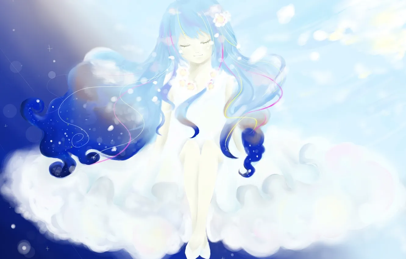 Photo wallpaper girl, flowers, tenderness, art, vocaloid, hatsune miku, Vocaloid