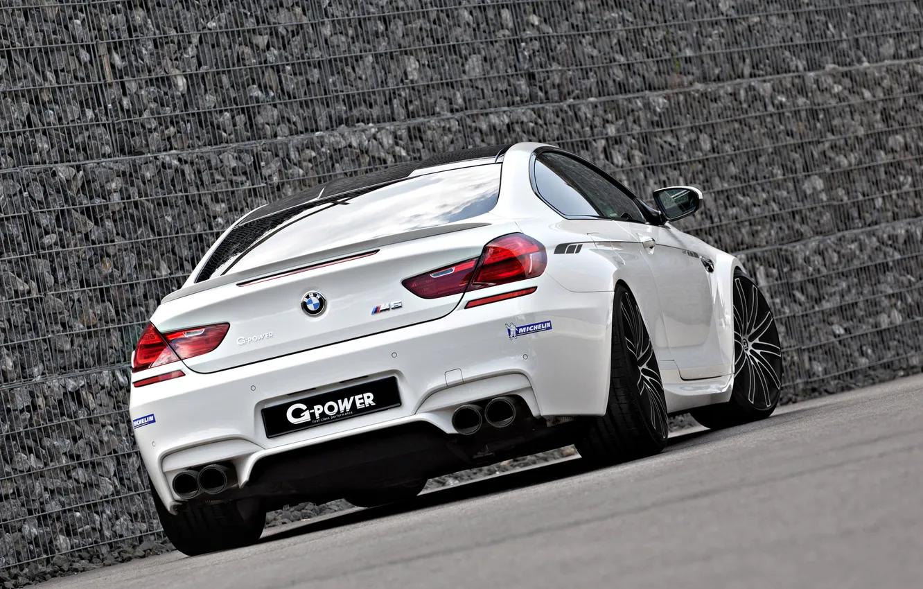 Photo wallpaper BMW, white, tuning, coupe, g-power, back, f13
