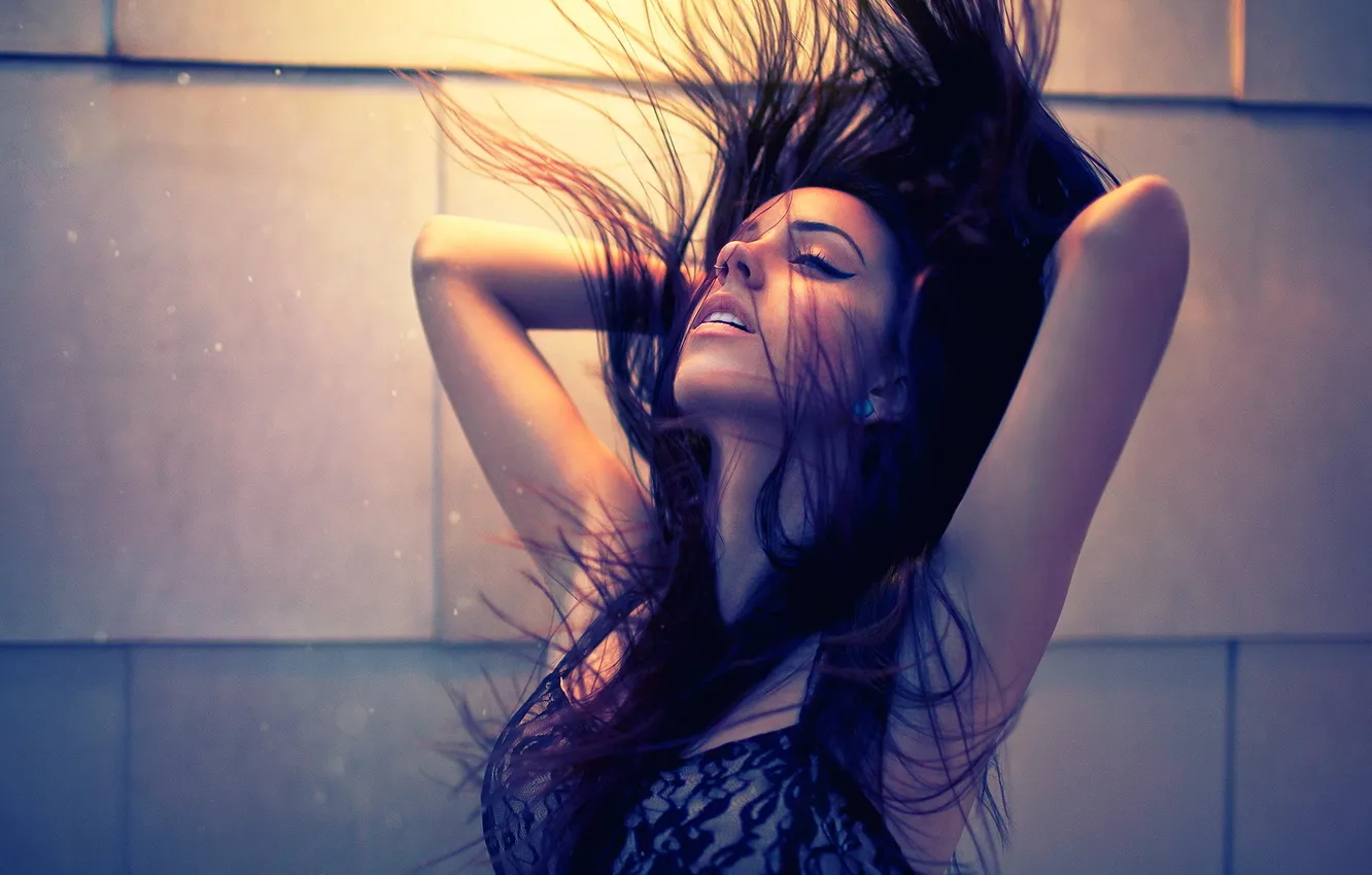 Photo wallpaper girl, mood, brunette, girl, kicks