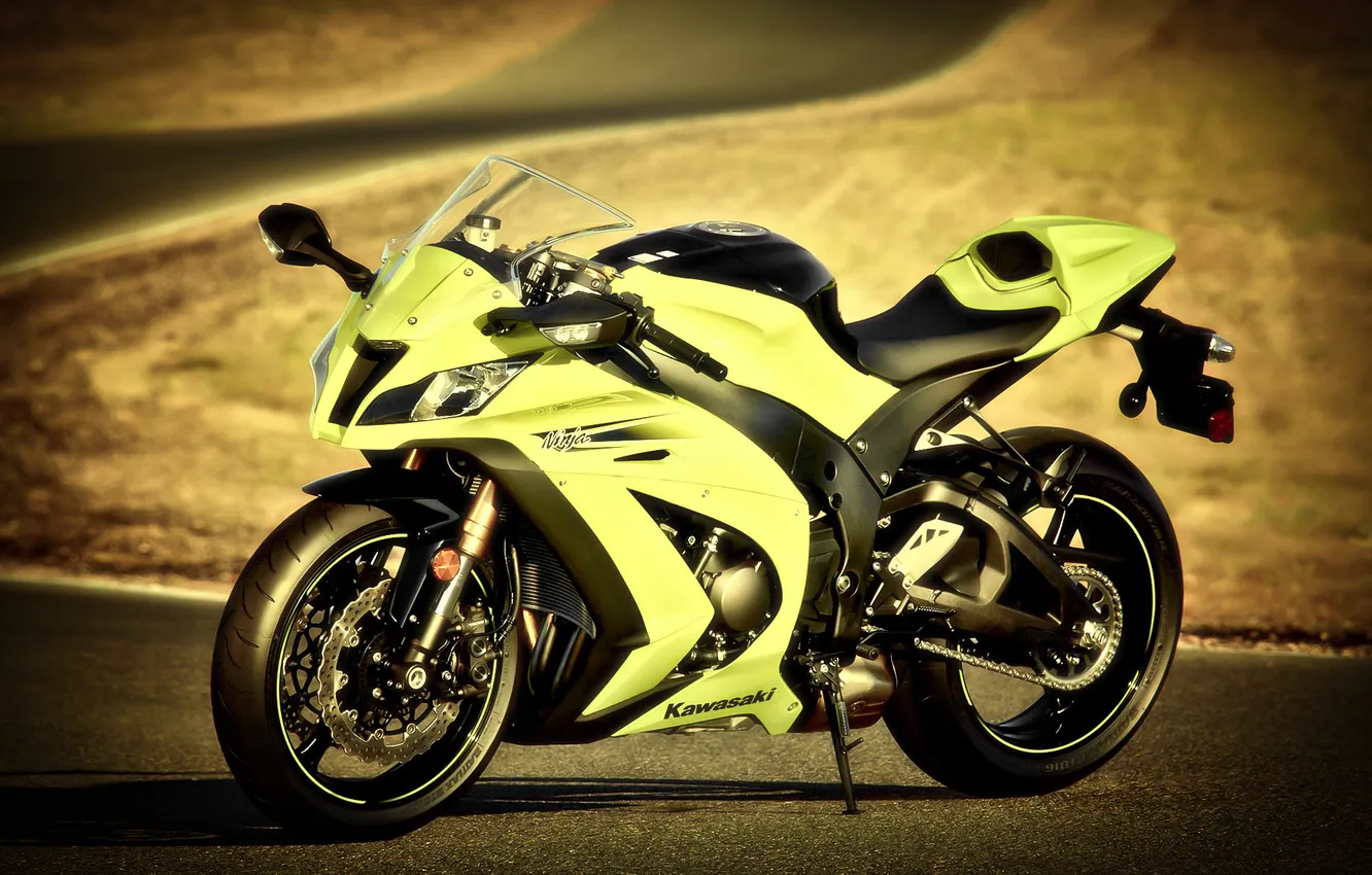 Photo wallpaper road, photo, Moto, motorcycle, bike, Kawasaki, Kawasaki