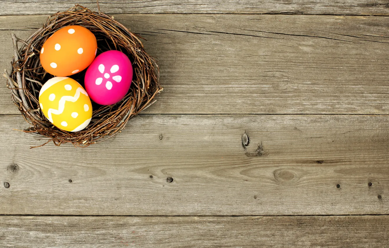 Photo wallpaper colorful, Easter, socket, happy, wood, spring, Easter, eggs