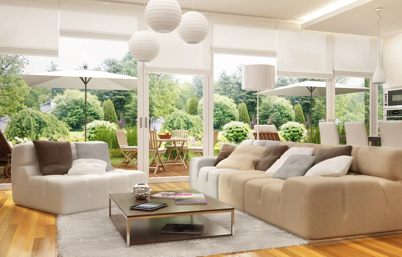 Photo wallpaper design, furniture, living room