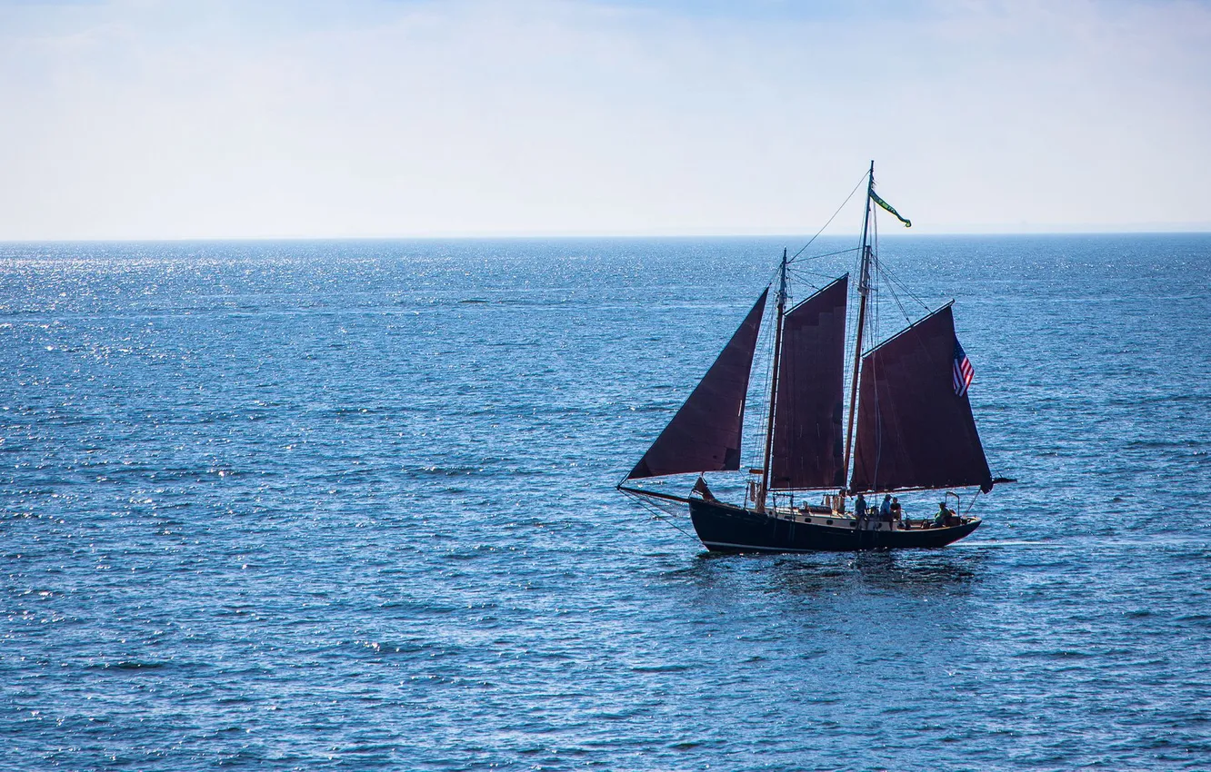 Photo wallpaper the way, movement, the ocean, sail, Sailing Ship, a two-masted ship