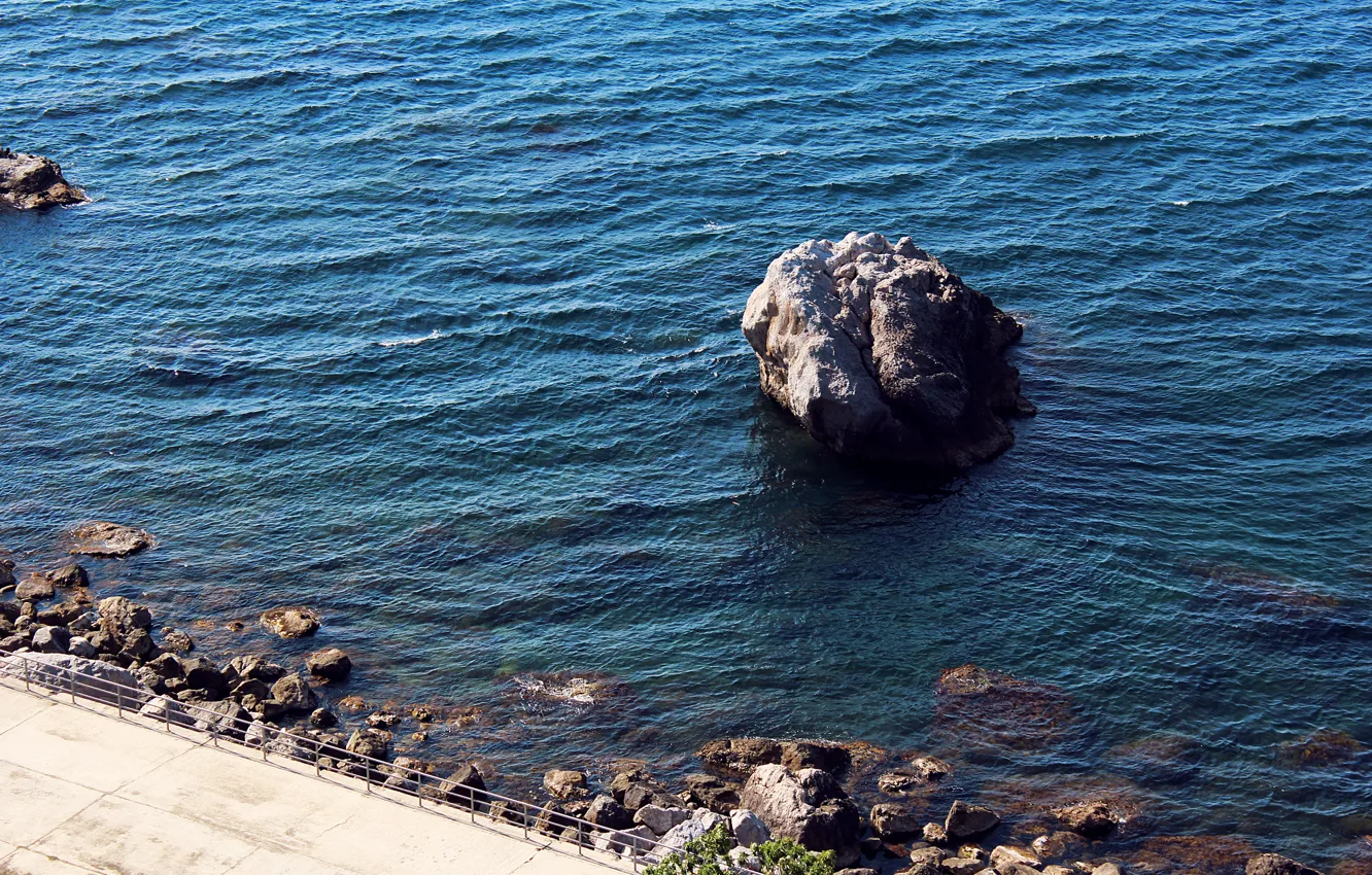 Photo wallpaper sea, water, blue, stones, Crimea